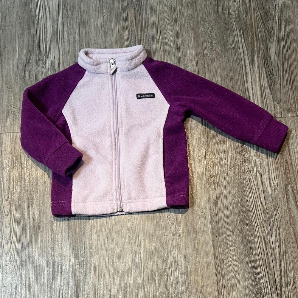 Columbia Two-Tone Fleece Jacket in Purple and Light Pink-Size 12-18m